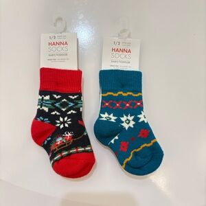NWT Hanna Andersson Baby Socks Set of 2 Holiday Gnome & Floral Size 1/2